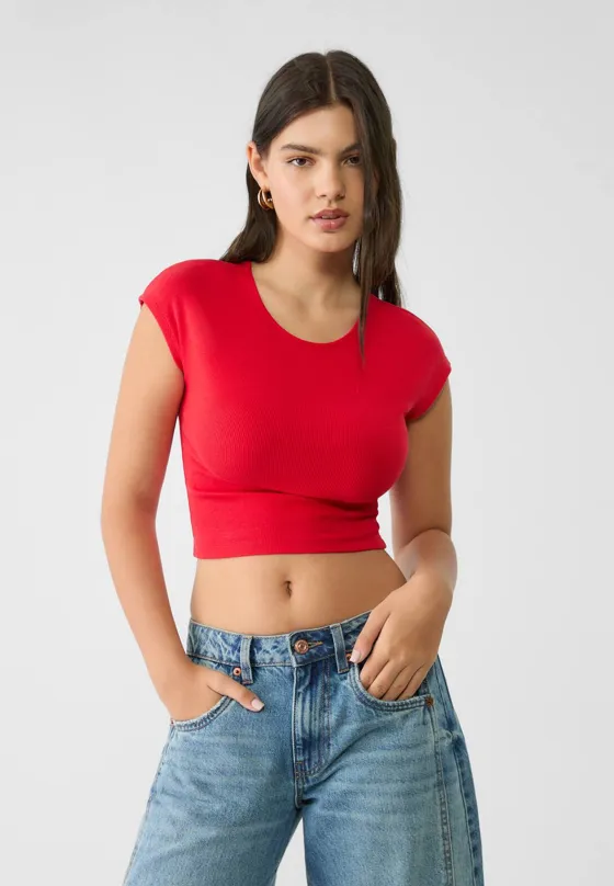 Укороченная базовая футболка в полоску