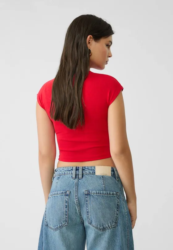 Укороченная базовая футболка в полоску