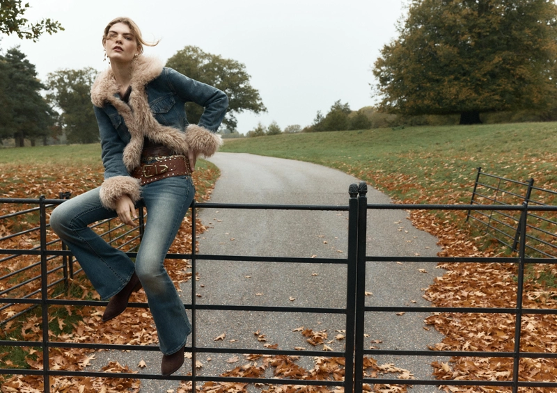 Расклешенные джинсы D04 с низкой посадкой