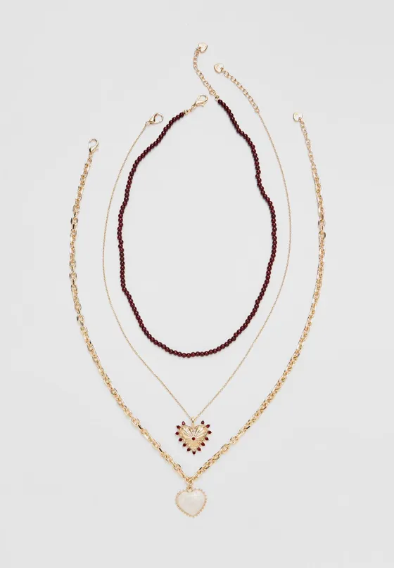 Набор из 3 ожерелий с подвеской “Сердечко”