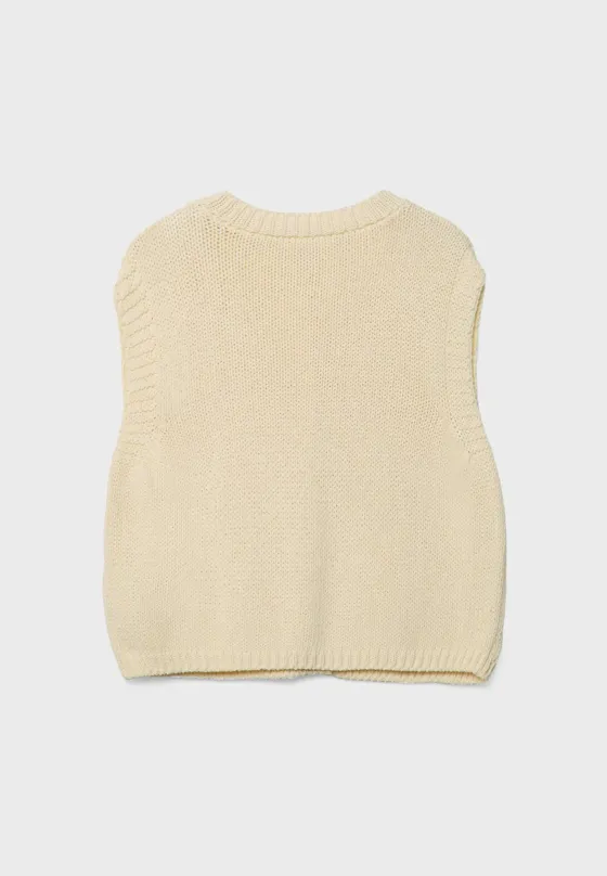 Жилет с узором “Косы” и золотистыми пуговицами