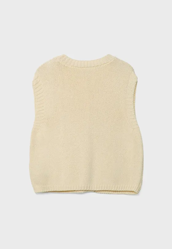 Жилет с узором “Косы” и золотистыми пуговицами