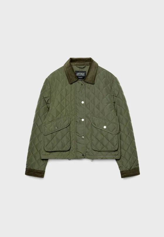 Сеганая куртка из вельвета с контрастной отделкой