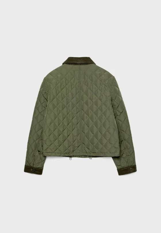 Сеганая куртка из вельвета с контрастной отделкой