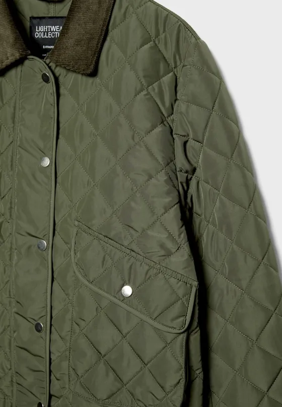 Сеганая куртка из вельвета с контрастной отделкой