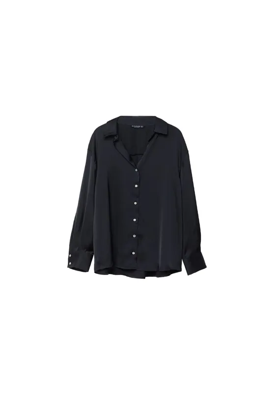 Атласная рубашка с воротником