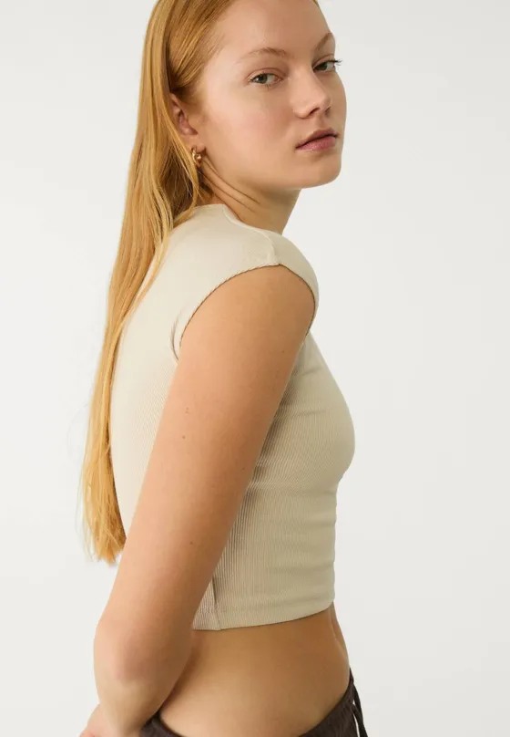 Укороченная базовая футболка в полоску