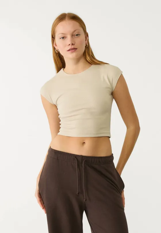 Укороченная базовая футболка в полоску