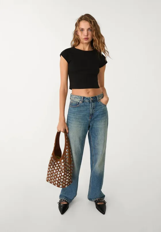 Укороченная базовая футболка в полоску