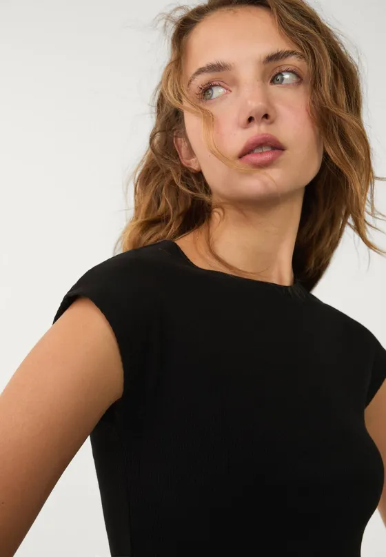 Укороченная базовая футболка в полоску