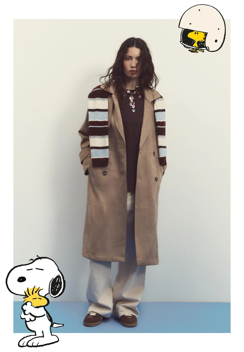 Длинный тренч из искусственной замши