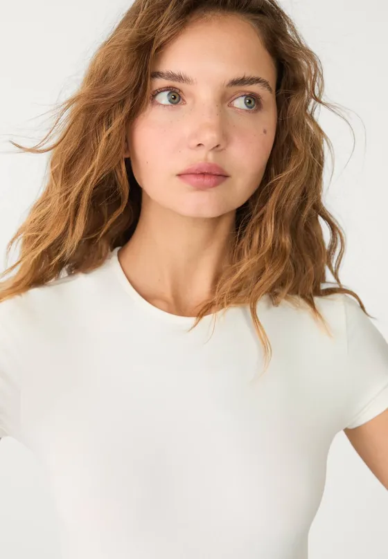 Боди из полиамида с короткими рукавами