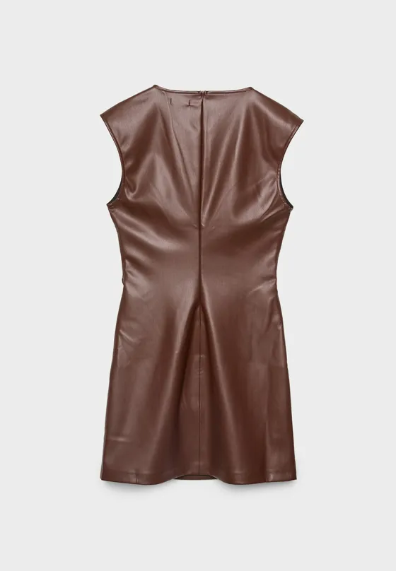 Короткое платье из искусственной кожи с рукавами-фонариками