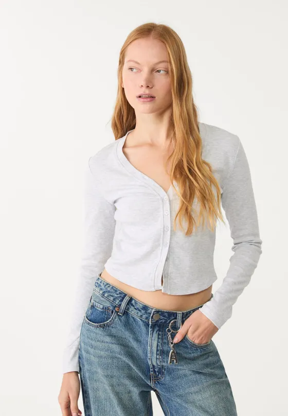 Футболка с длинными рукавами и пуговицами