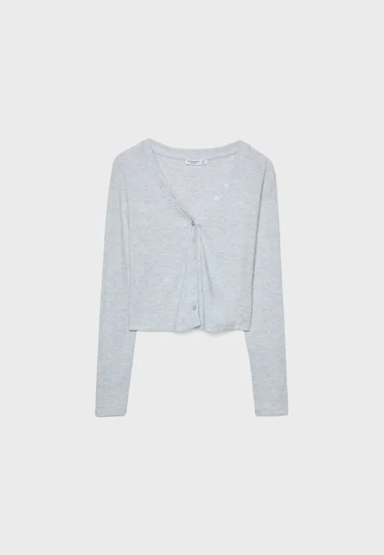 Футболка с длинными рукавами и пуговицами