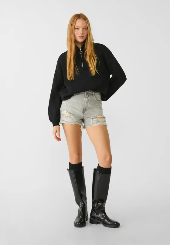 Джинсовые шорты с разрезами D75