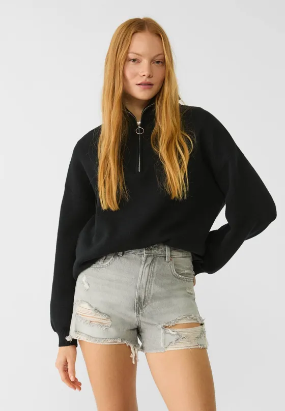 Джинсовые шорты с разрезами D75