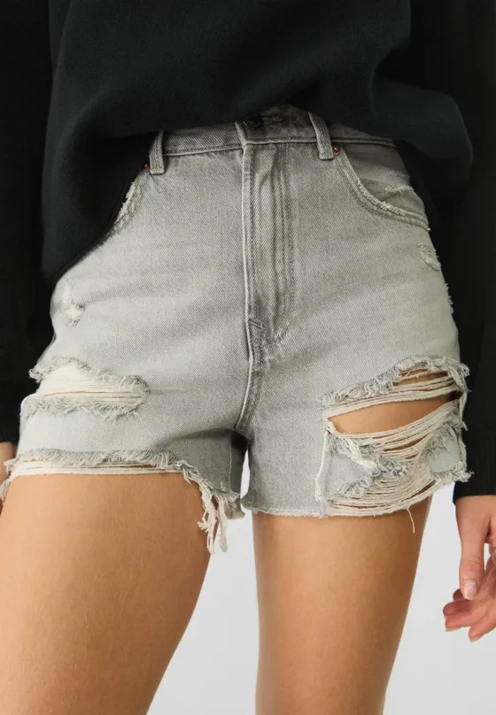 Джинсовые шорты с разрезами D75