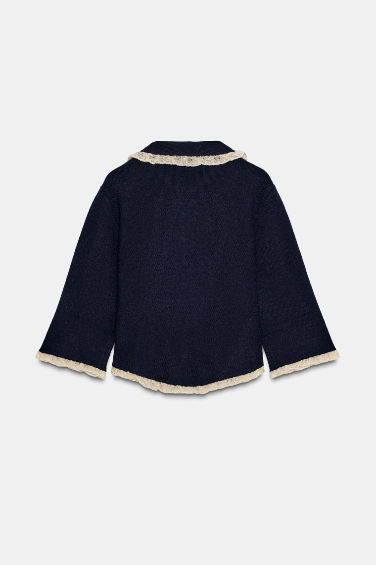 Кардиган с кружевным воротничком питера пэна