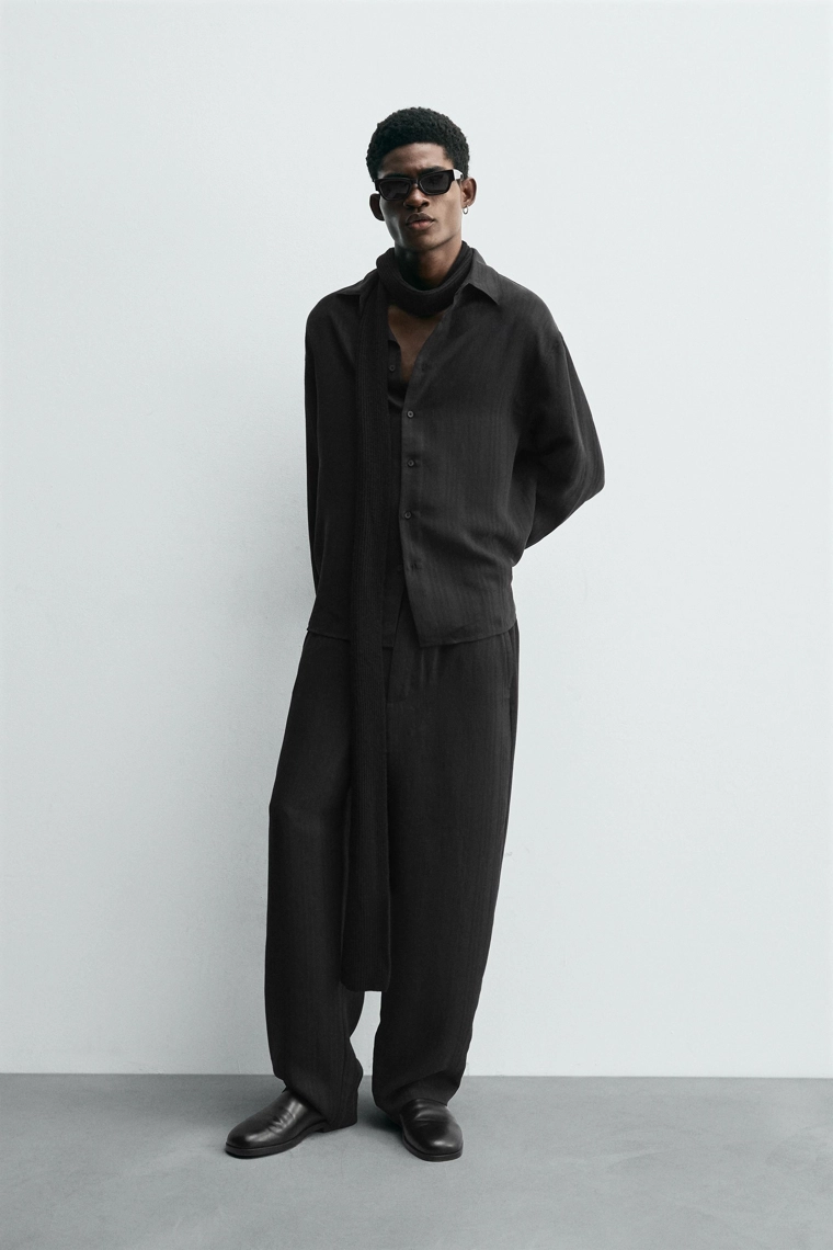 Рубашка в полоску из жаккарда