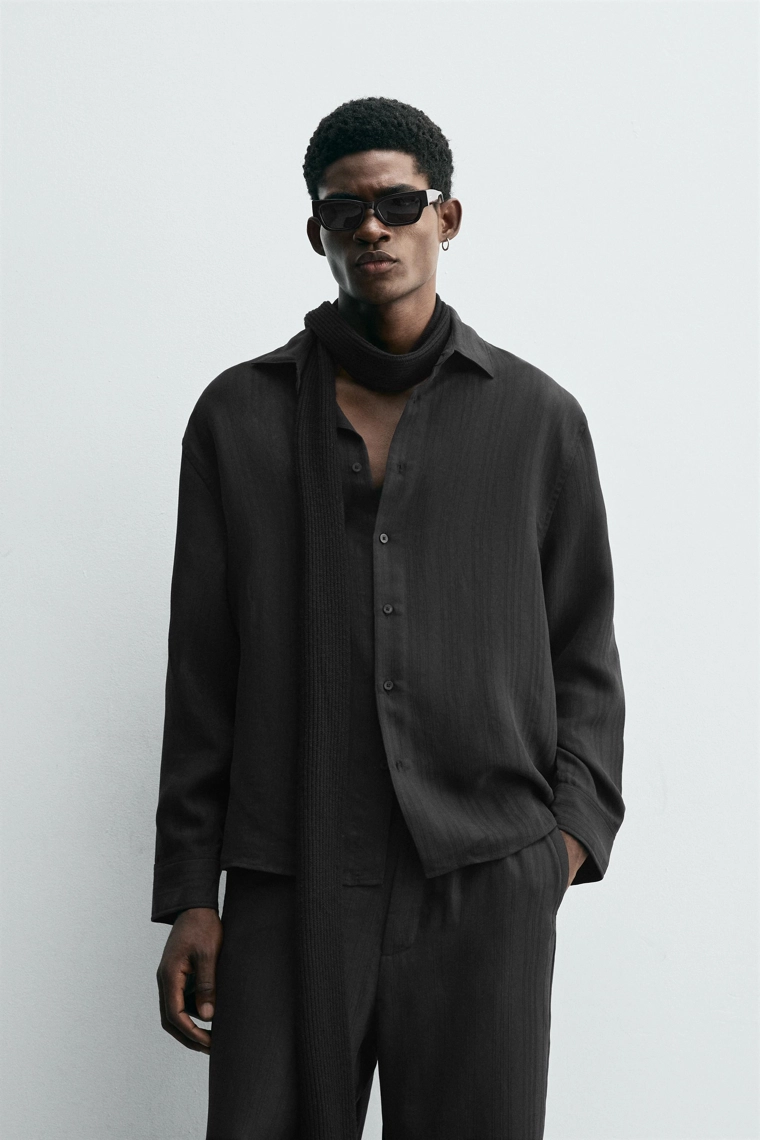 Рубашка в полоску из жаккарда