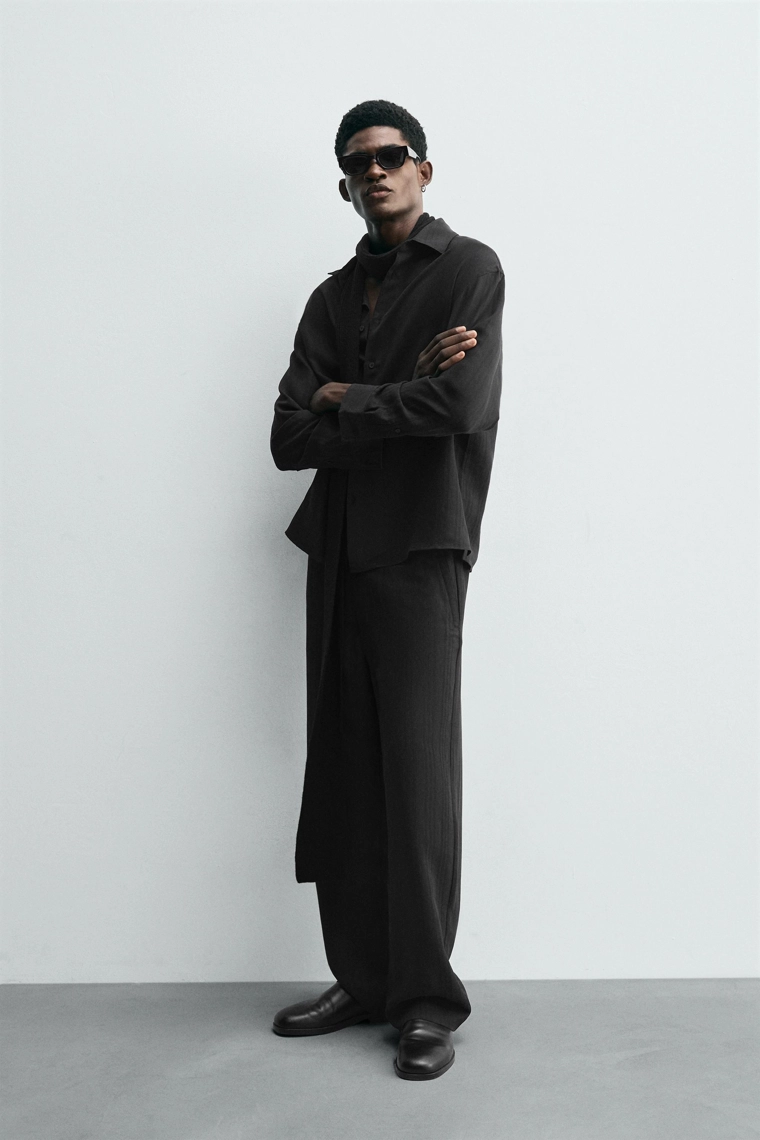 Рубашка в полоску из жаккарда