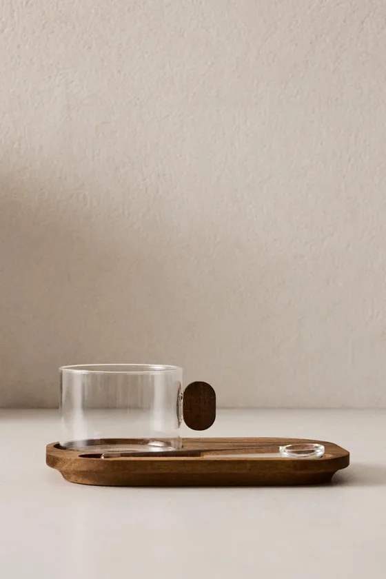 боросиликатная кружка с подносом