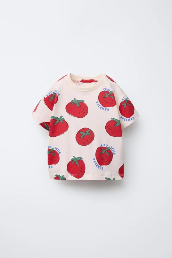 Пижама 2-6 лет с футболкой и бермудами цвета помидора