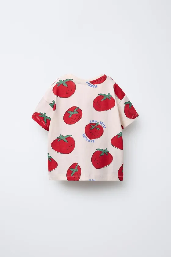 Пижама 2-6 лет с футболкой и бермудами цвета помидора