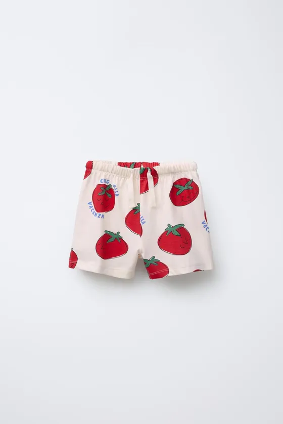 Пижама 2-6 лет с футболкой и бермудами цвета помидора