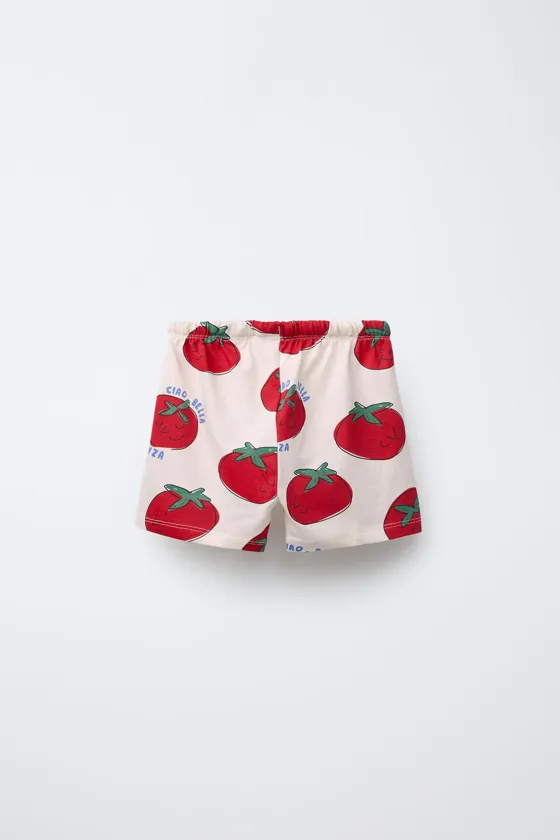 Пижама 2-6 лет с футболкой и бермудами цвета помидора