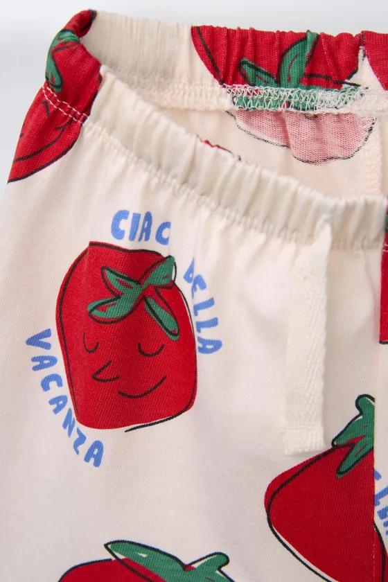 Пижама 2-6 лет с футболкой и бермудами цвета помидора