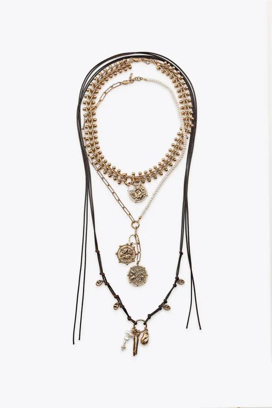 НАБОР ИЗ ТРЕХ ОЖЕРЕЛИЙ С БУСИНАМИ