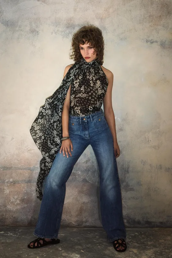 Джинсы с широкими штанами на средней талии kate moss x zara