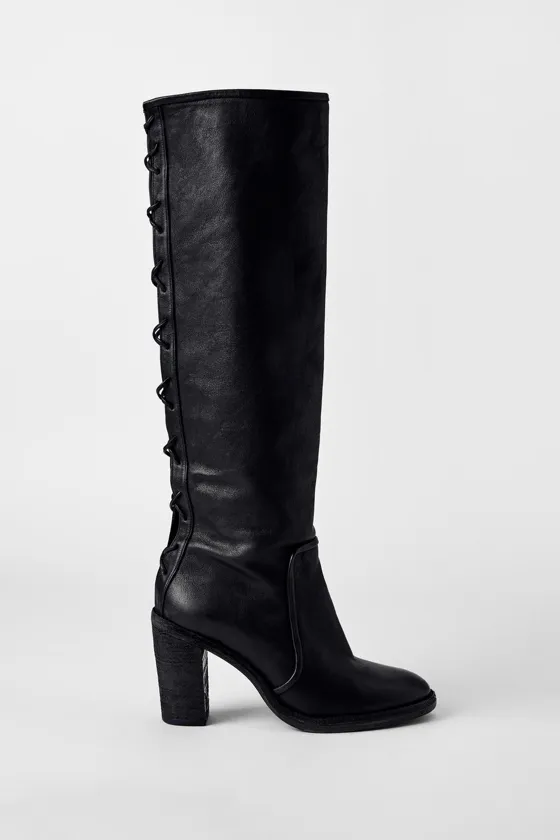 Кожаные ботинки на шнуровке kate moss x zara