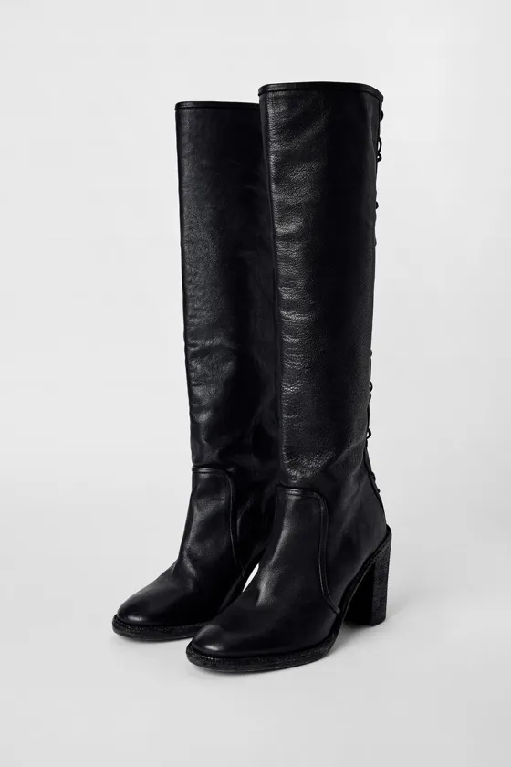 Кожаные ботинки на шнуровке kate moss x zara