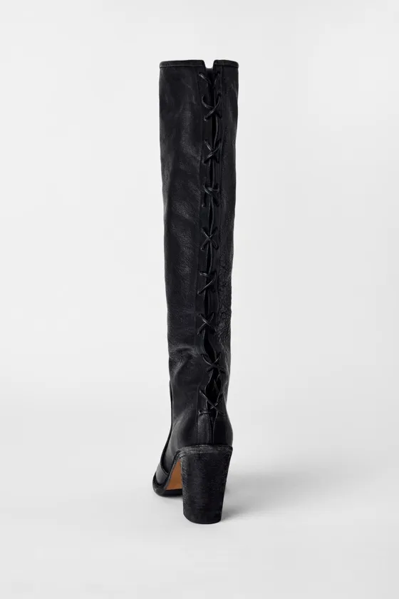 Кожаные ботинки на шнуровке kate moss x zara