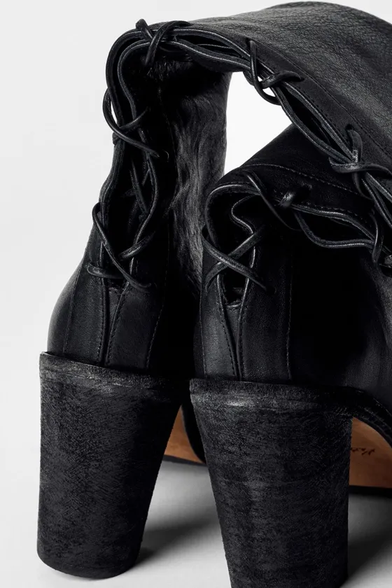Кожаные ботинки на шнуровке kate moss x zara