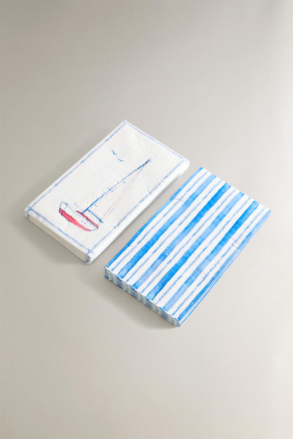 Набор бумажных салфеток с изображением бумажного кораблика (30 штук)