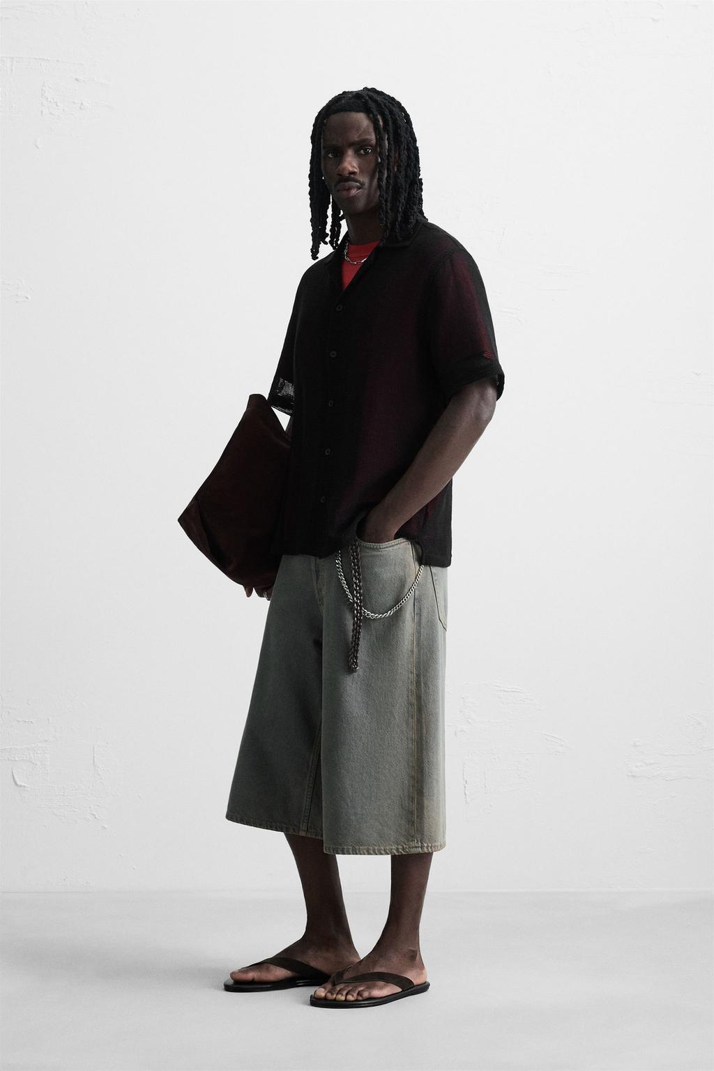 РУБАШКА ИЗ ТКАНИ С ОТКРЫТОЙ СТРУКТУРОЙ