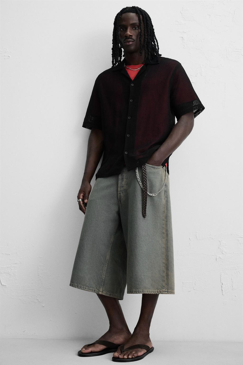 РУБАШКА ИЗ ТКАНИ С ОТКРЫТОЙ СТРУКТУРОЙ