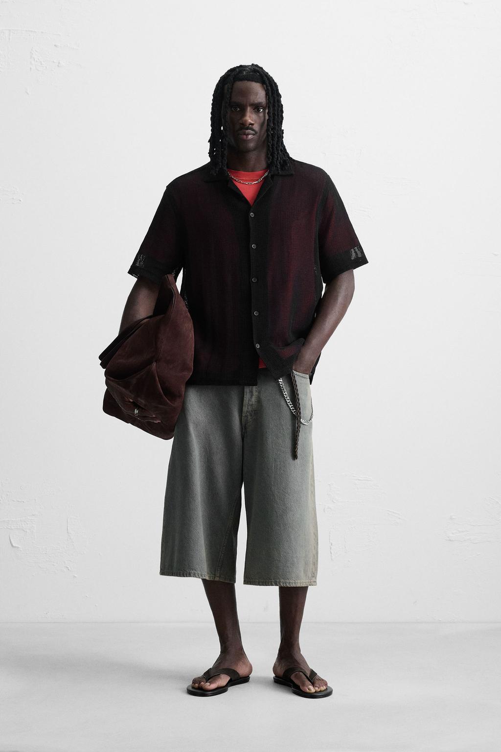 РУБАШКА ИЗ ТКАНИ С ОТКРЫТОЙ СТРУКТУРОЙ