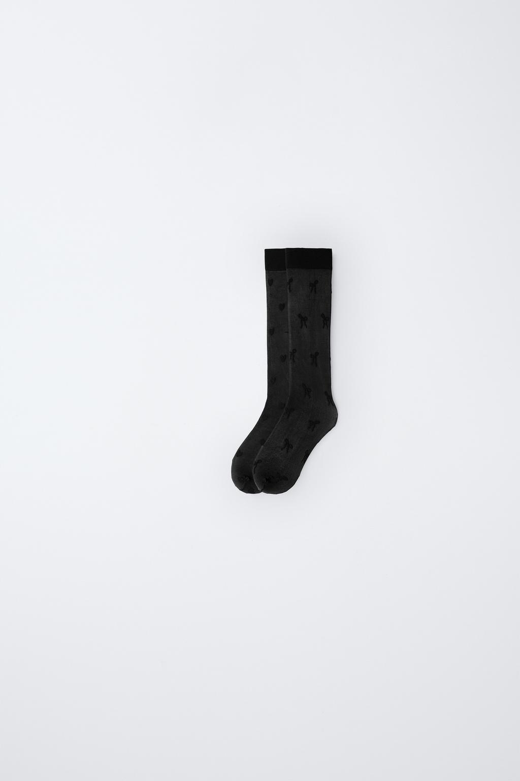 Набор из двух пар тонких носков с луком и сердцем