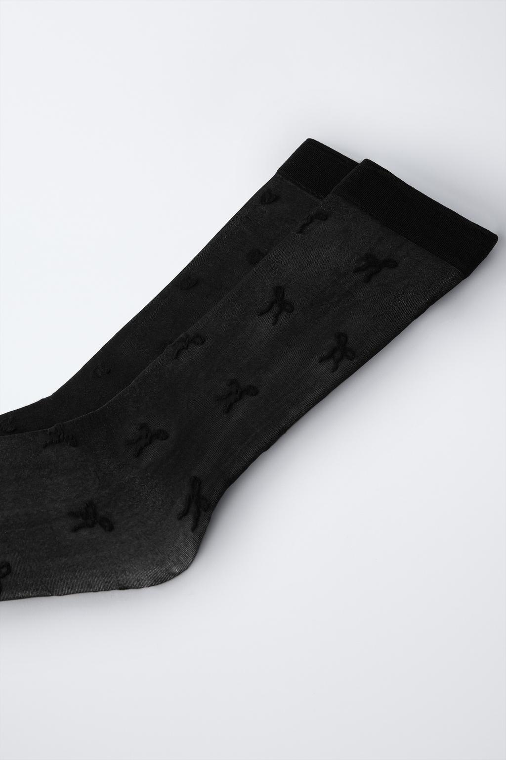 Набор из двух пар тонких носков с луком и сердцем