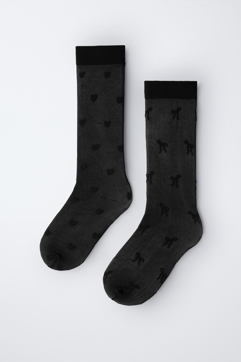Набор из двух пар тонких носков с луком и сердцем