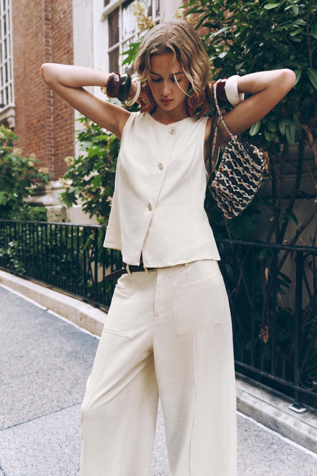 БРЮКИ-КЮЛОТЫ С РЕМНЕМ ИЗ ЛЬНА