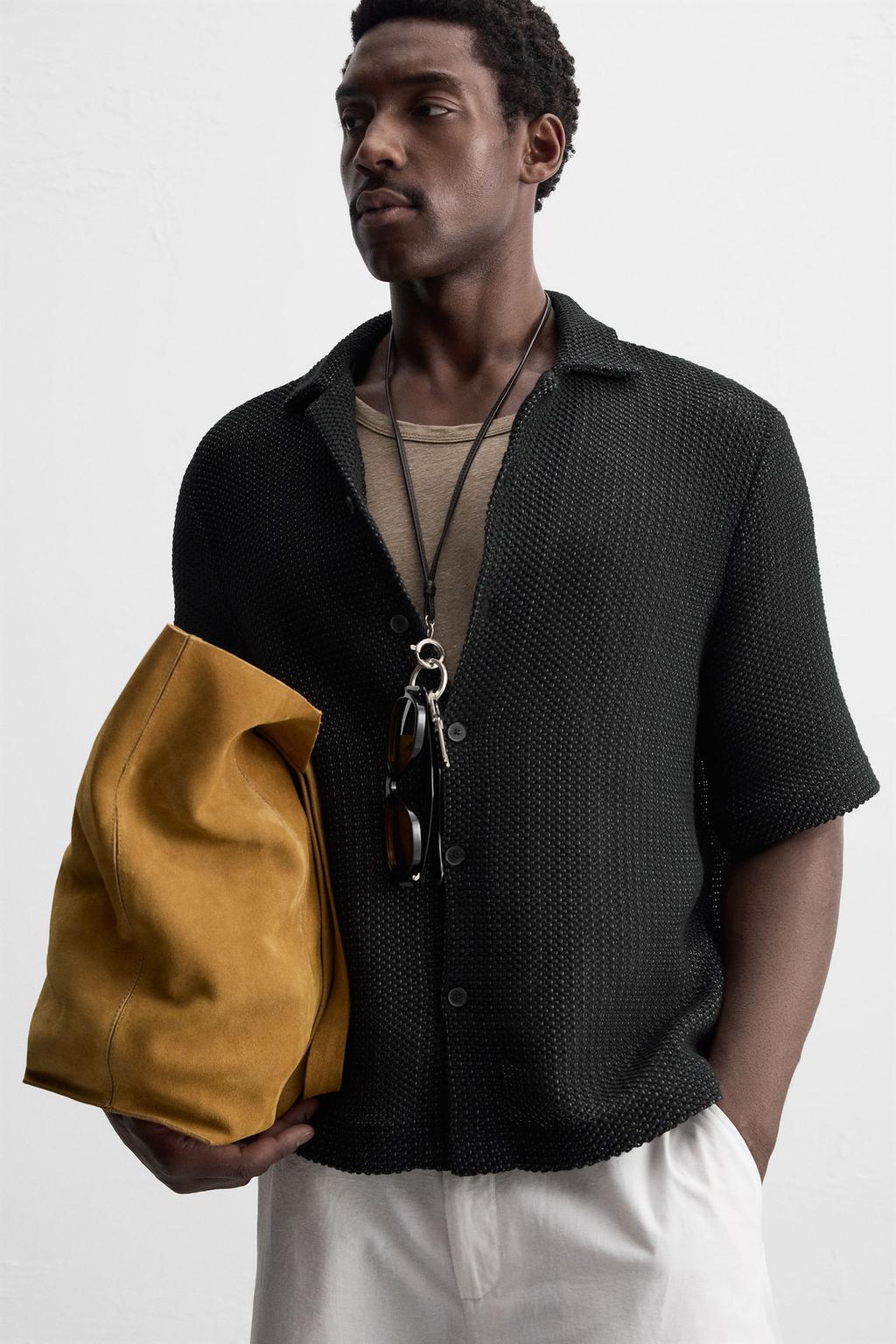 РУБАШКА ИЗ ТКАНИ ОТКРЫТОЙ СТРУКТУРЫ