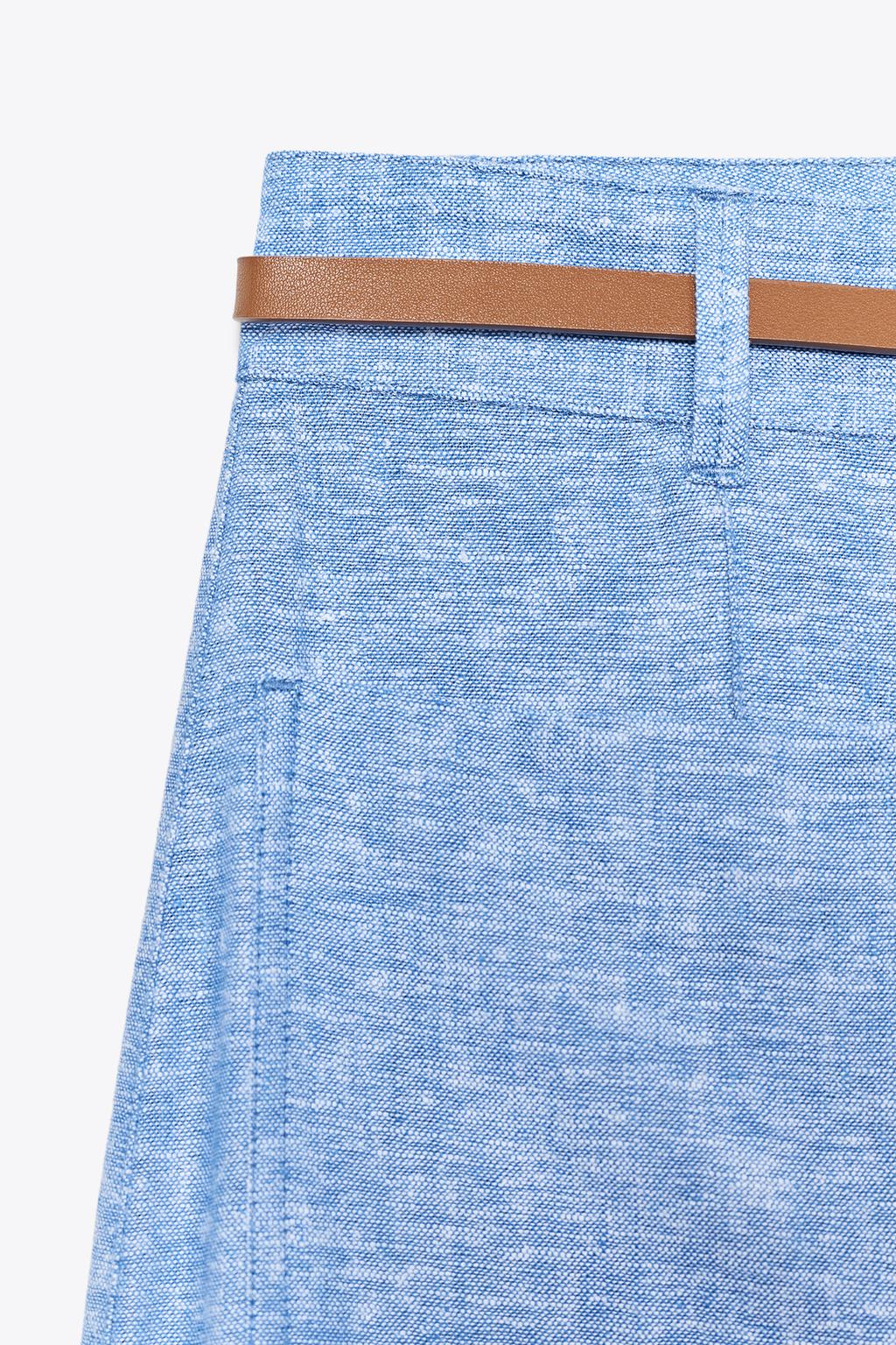 БРЮКИ-КЮЛОТЫ С ПОЯСОМ ИЗ ЛЬНА