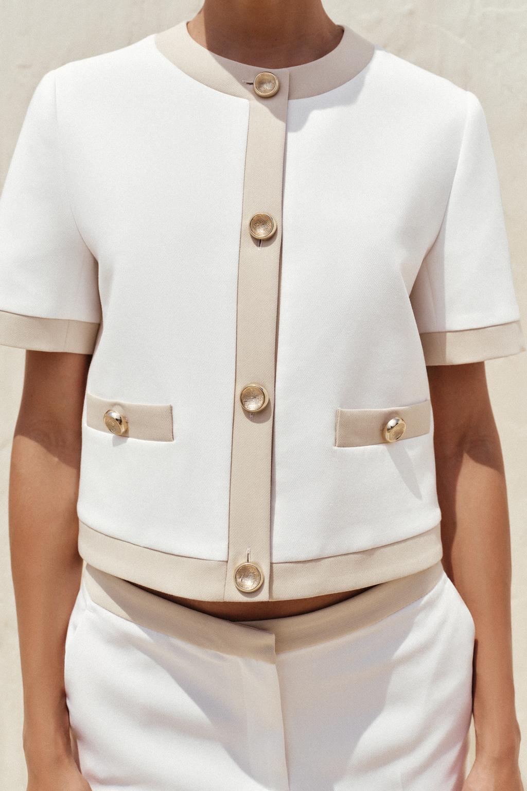 КОМБИНИРОВАННЫЙ БЛЕЙЗЕР С КОРОТКИМИ РУКАВАМИ