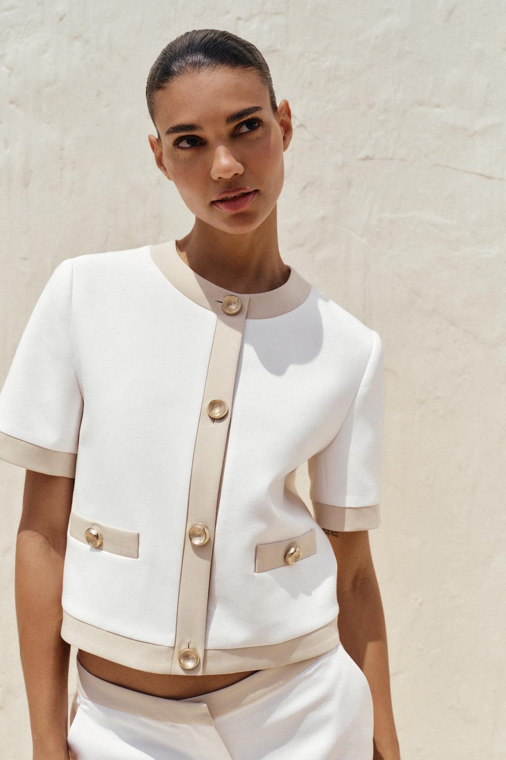 КОМБИНИРОВАННЫЙ БЛЕЙЗЕР С КОРОТКИМИ РУКАВАМИ